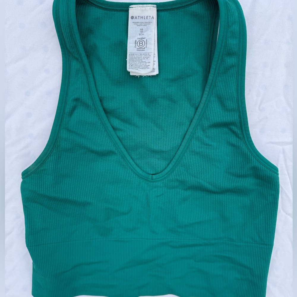 Athleta Aurora Seamless Crop Rib Tank size XS Turquoise